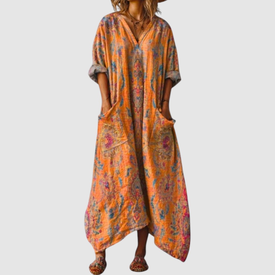 Emma - Vintage boho šaty s kapsami