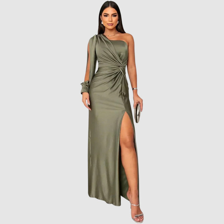 Meda - Elegantní maxi šaty na jedno rameno