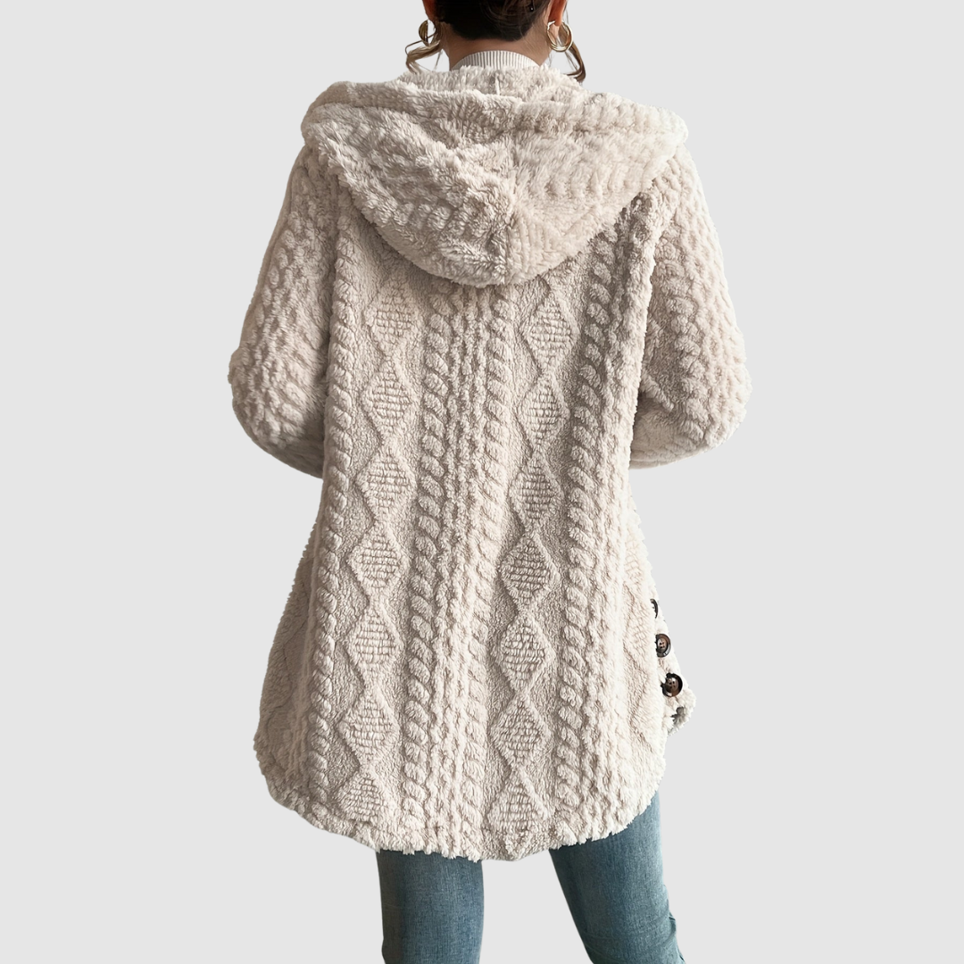 Barbora - Kardigan s kapucí z umělé kožešiny