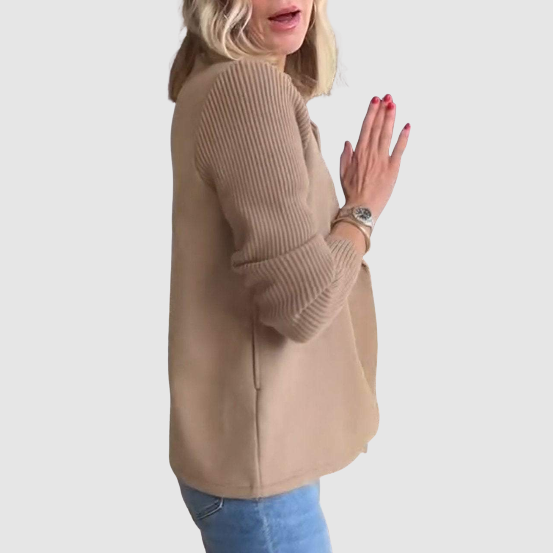 Stela - Elegantní Blazer s Pletenými Rukávy