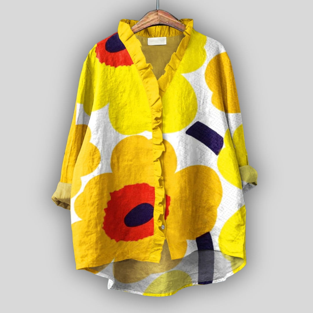 Veronika - Květinová lněná blůza