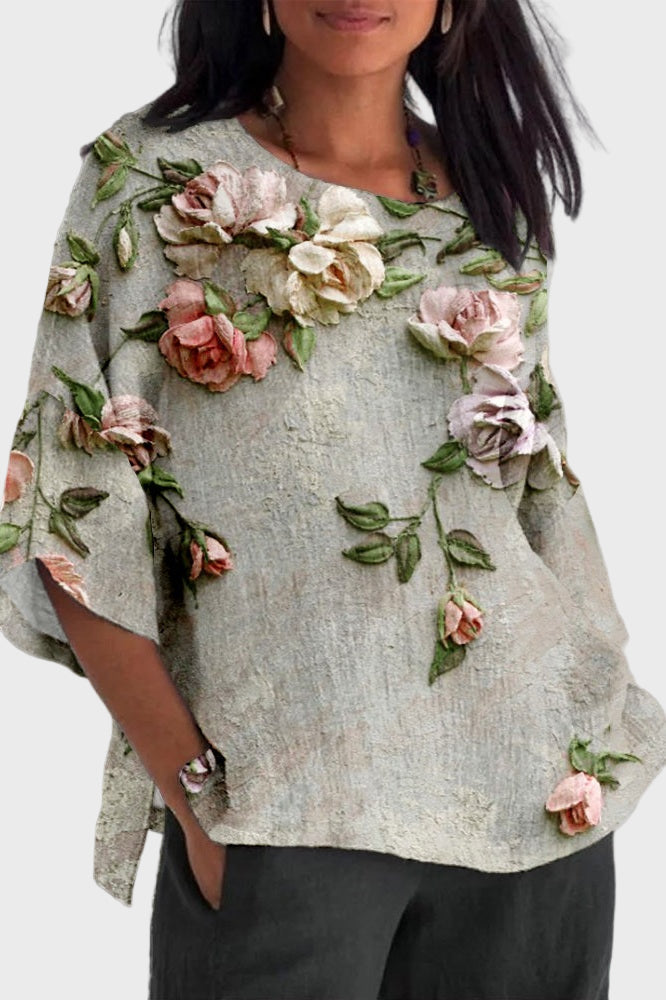 Kateřina - Dámská halenka s 3D květinovou aplikací