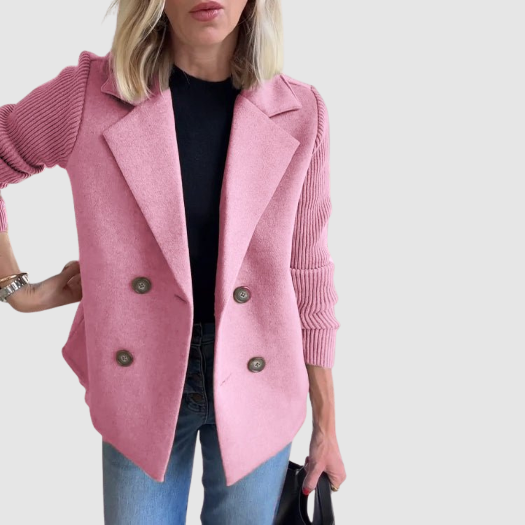 Stela - Elegantní Blazer s Pletenými Rukávy