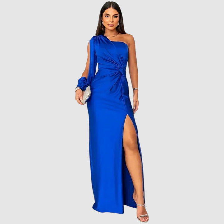 Meda - Elegantní maxi šaty na jedno rameno