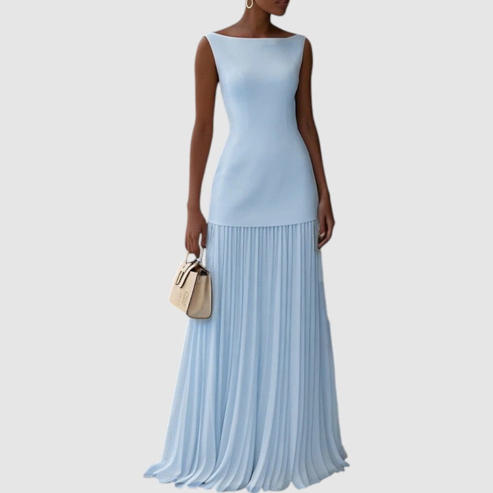 Eliška - Maxi šaty bez rukávů s plisovaným vzorem