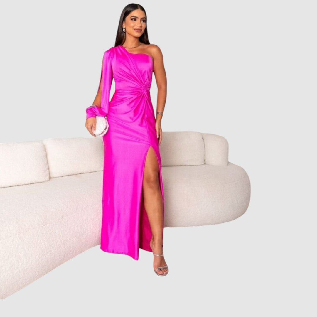 Meda - Elegantní maxi šaty na jedno rameno