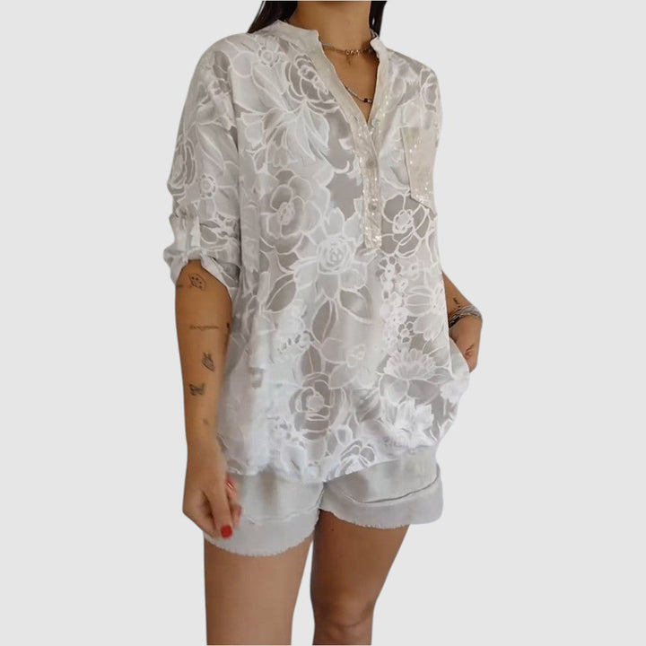 Jasmína - Halenka s květinovým potiskem