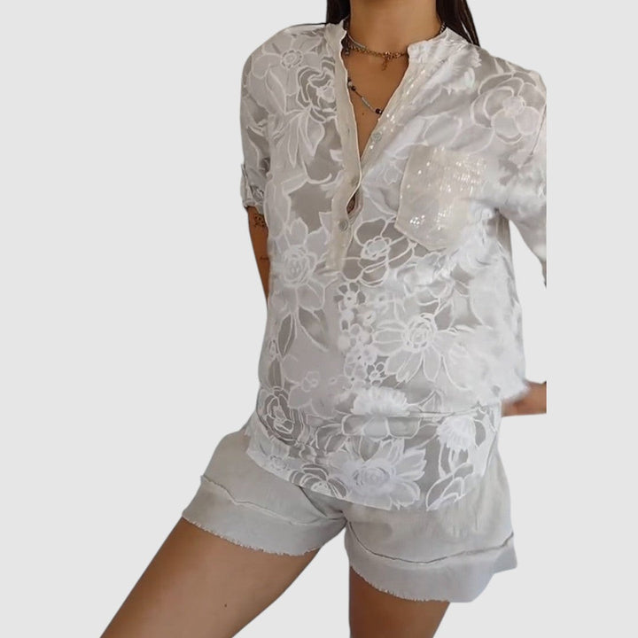 Jasmína - Halenka s květinovým potiskem