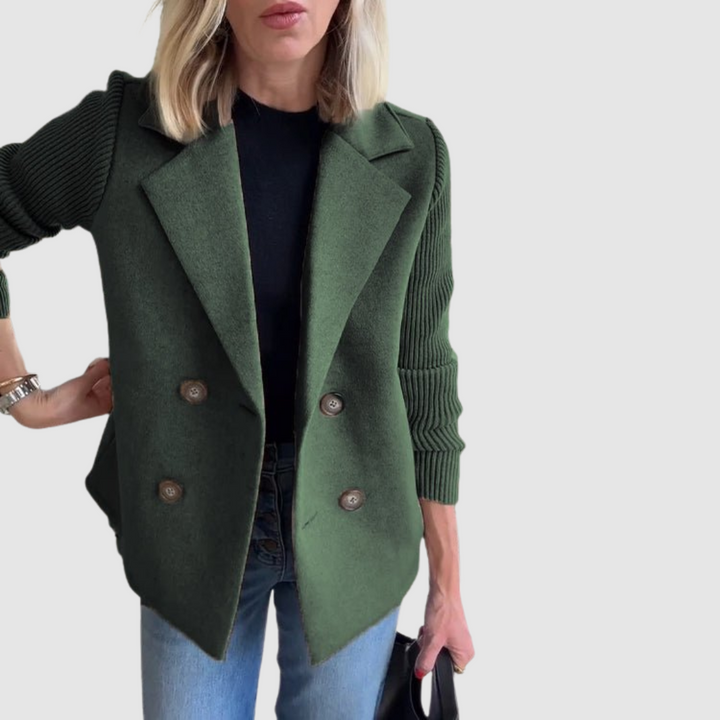 Stela - Elegantní Blazer s Pletenými Rukávy