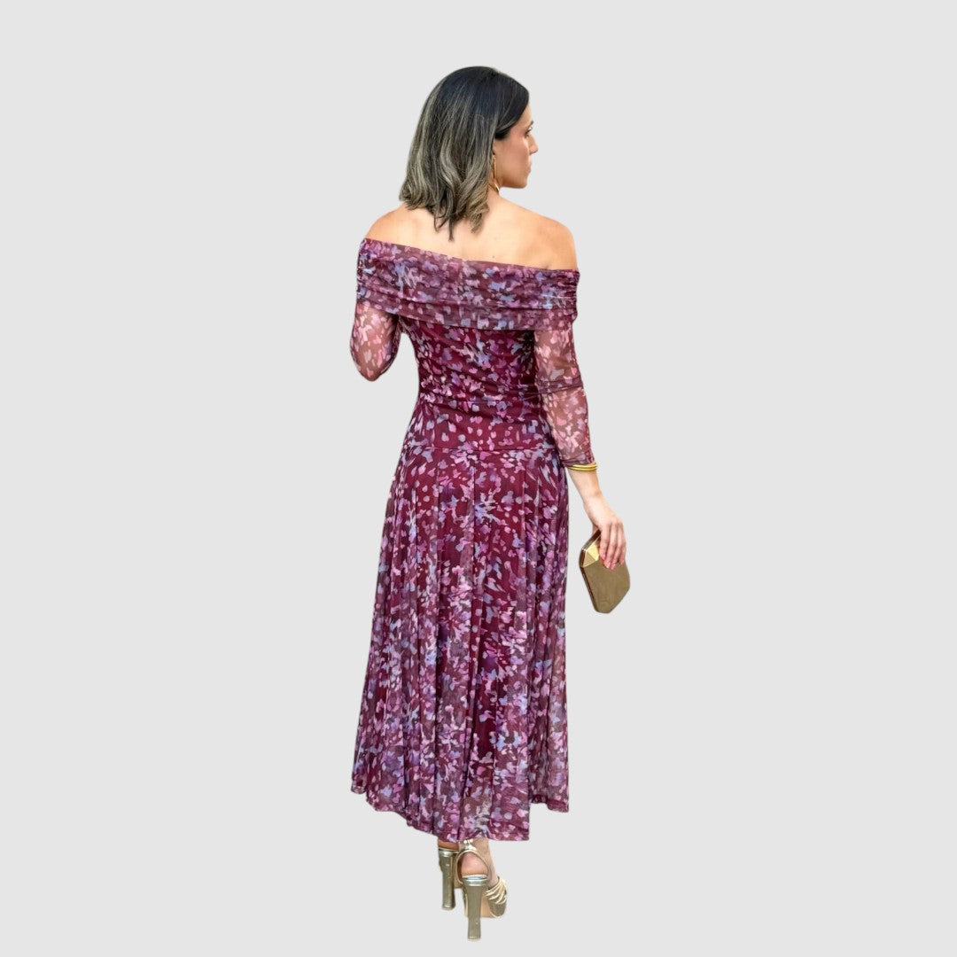 Dana - Tylové šaty s potiskem