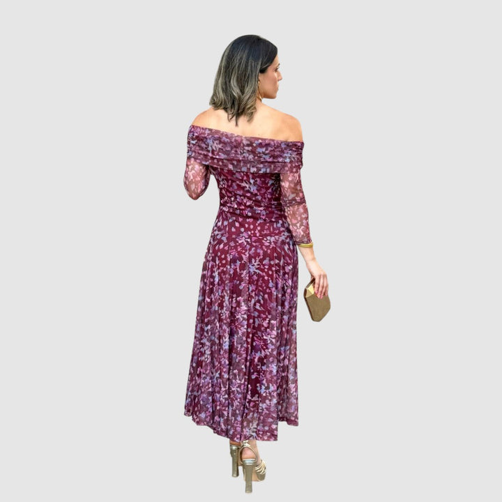 Dana - Tylové šaty s potiskem