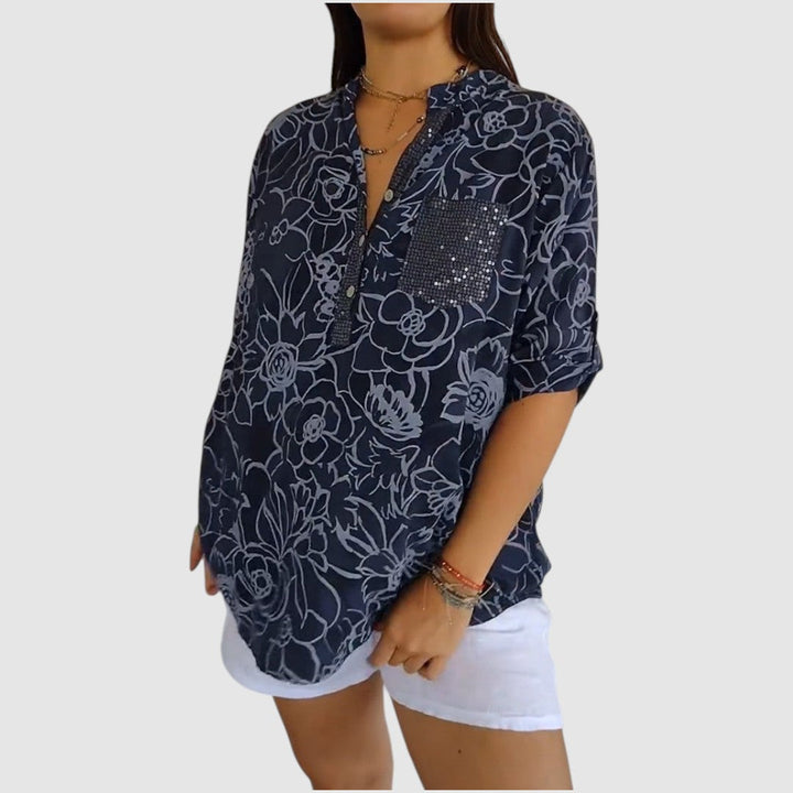 Jasmína - Halenka s květinovým potiskem