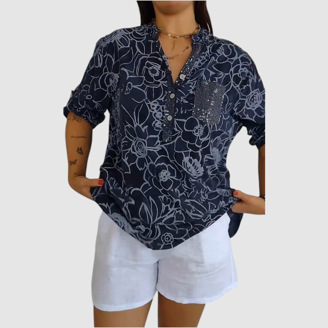 Jasmína - Halenka s květinovým potiskem