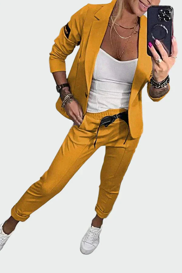 Ella - Dámský ležérní kalhotový komplet se sakem