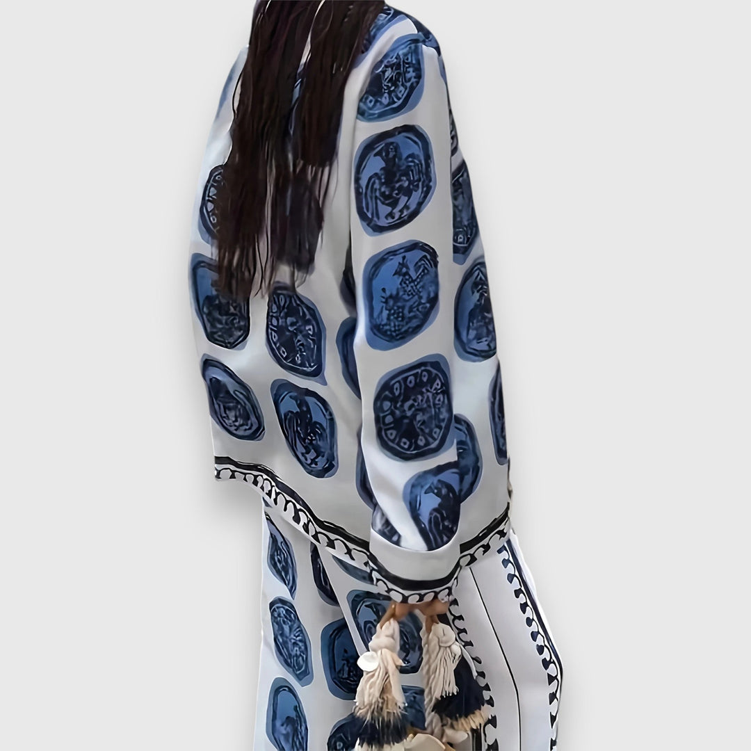 Meda - Dámský vzorovaný saténový komplet