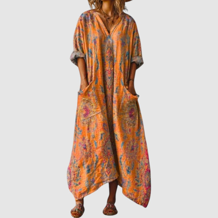 Emma - Vintage boho šaty s kapsami