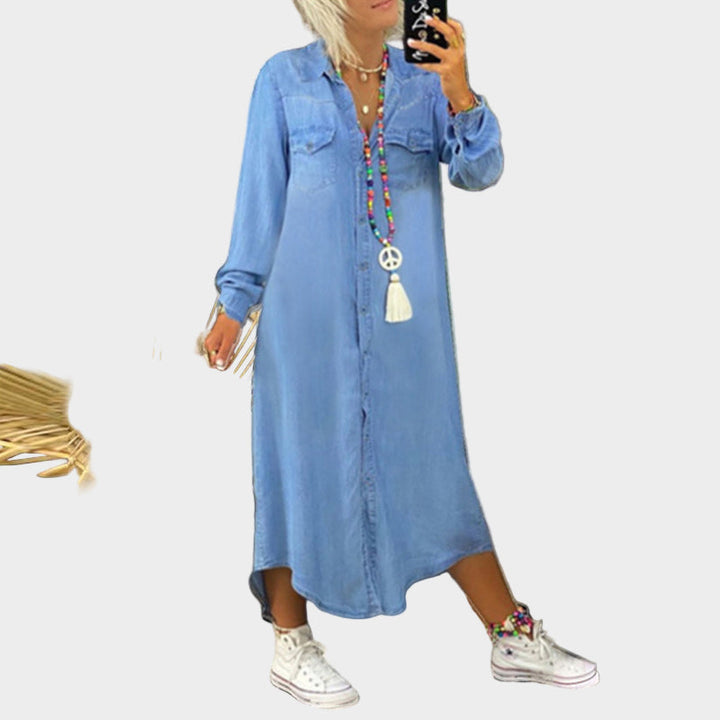 Mia - Dlouhé džínové maxi šaty