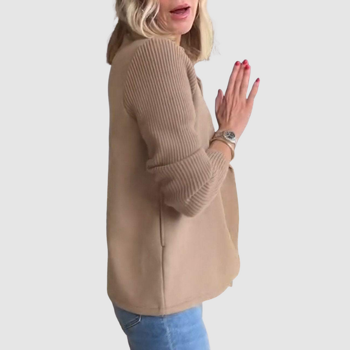 Stela - Elegantní Blazer s Pletenými Rukávy