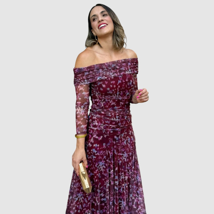 Dana - Tylové šaty s potiskem