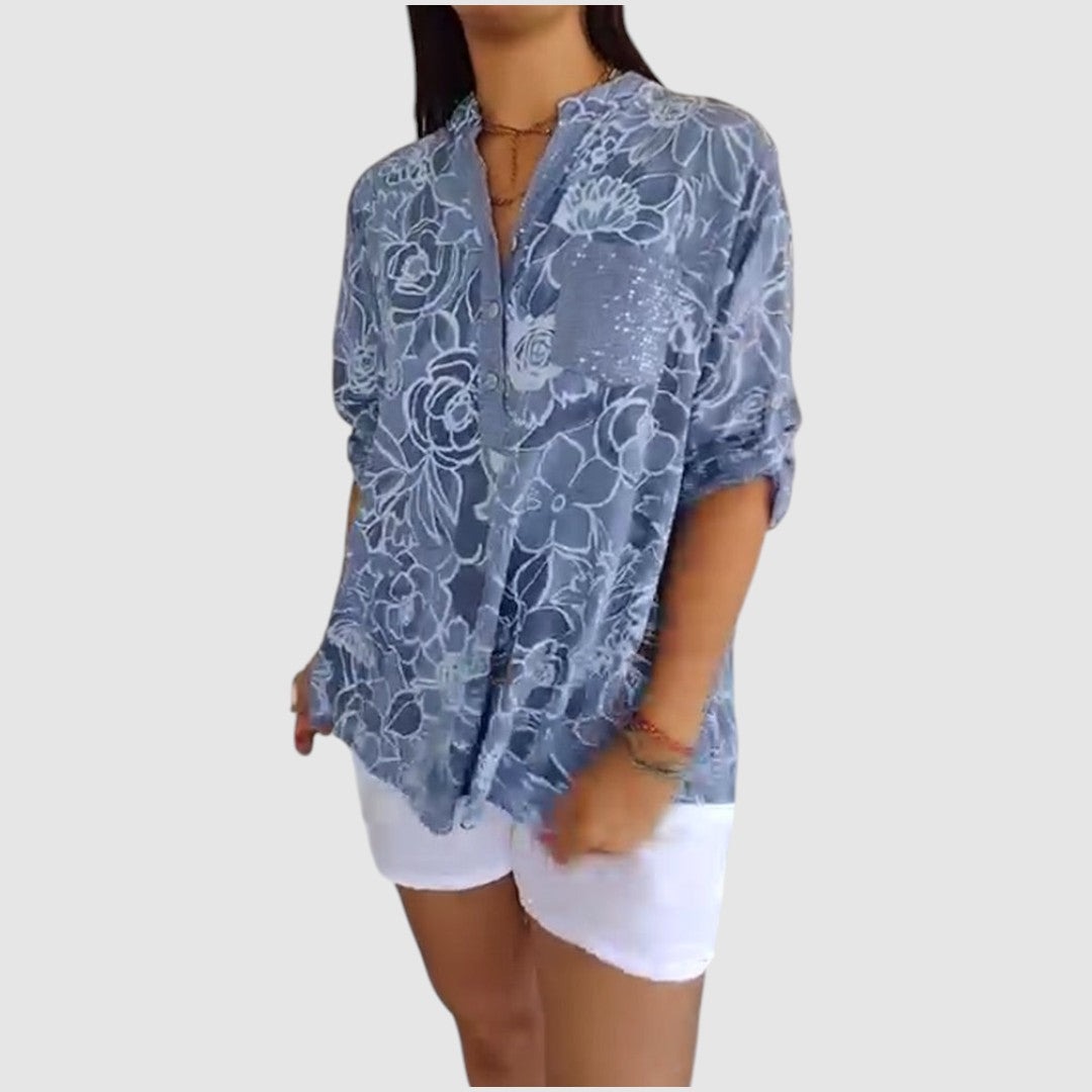 Jasmína - Halenka s květinovým potiskem