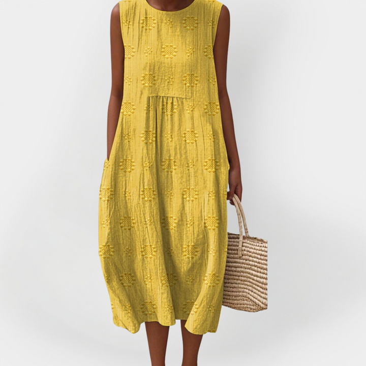 Elegantní bezrukávové šaty z bavlny s kapsami