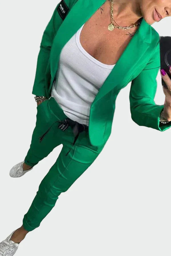 Ella - Dámský ležérní kalhotový komplet se sakem