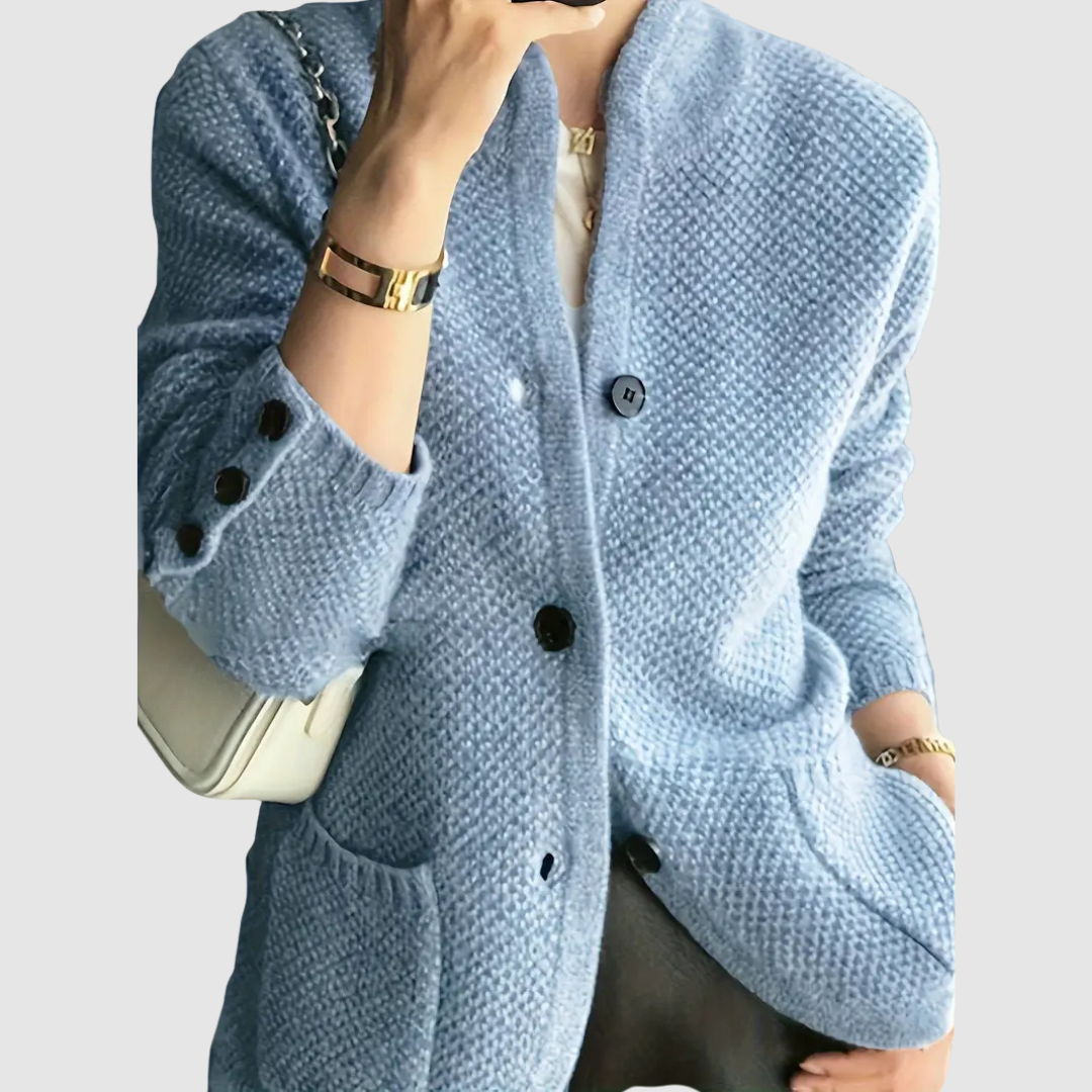 Mia - Pohodlná Pletená Svetrová Bunda