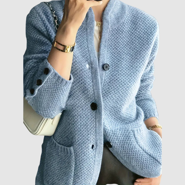 Mia - Pohodlná Pletená Svetrová Bunda