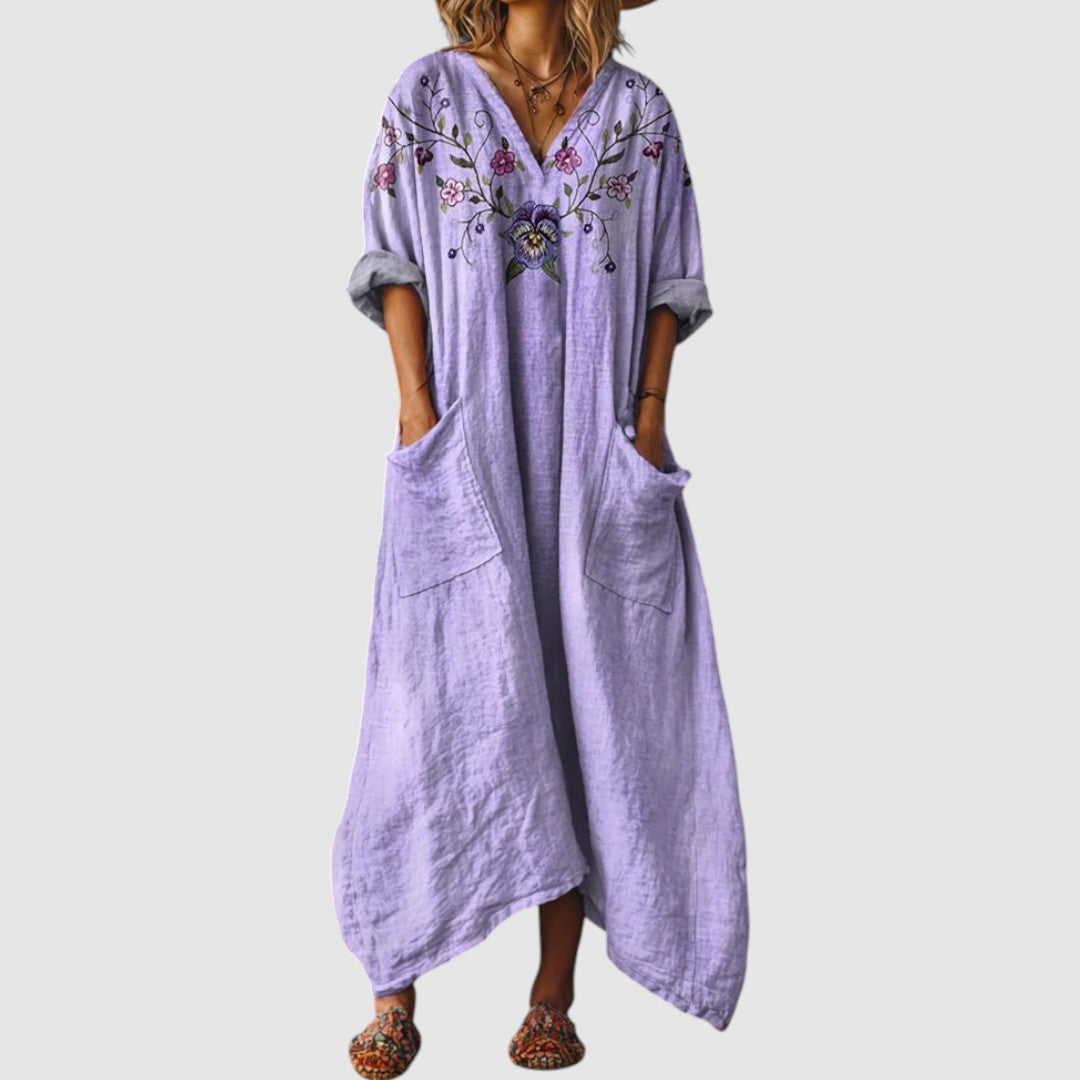 Emma - Vintage boho šaty s kapsami