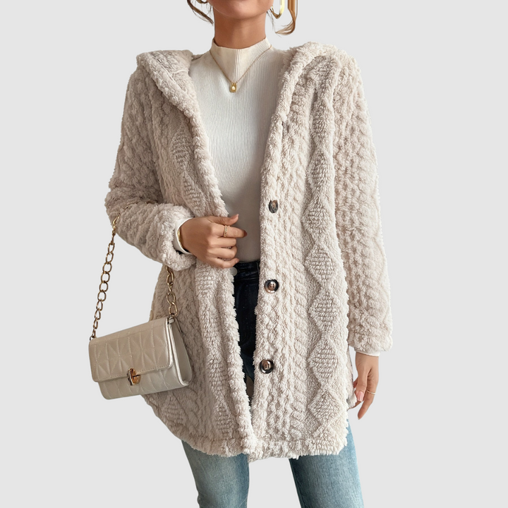 Barbora - Kardigan s kapucí z umělé kožešiny