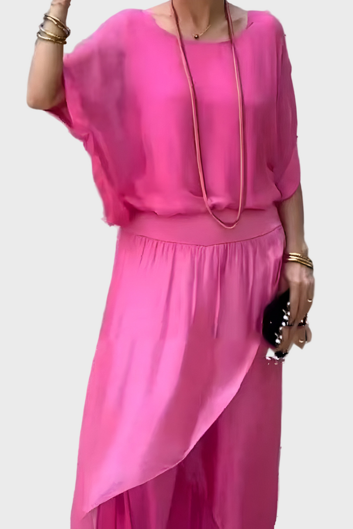 Stella - Top široký a kalhoty se roztržením – Sada dvou kusů z šifonu