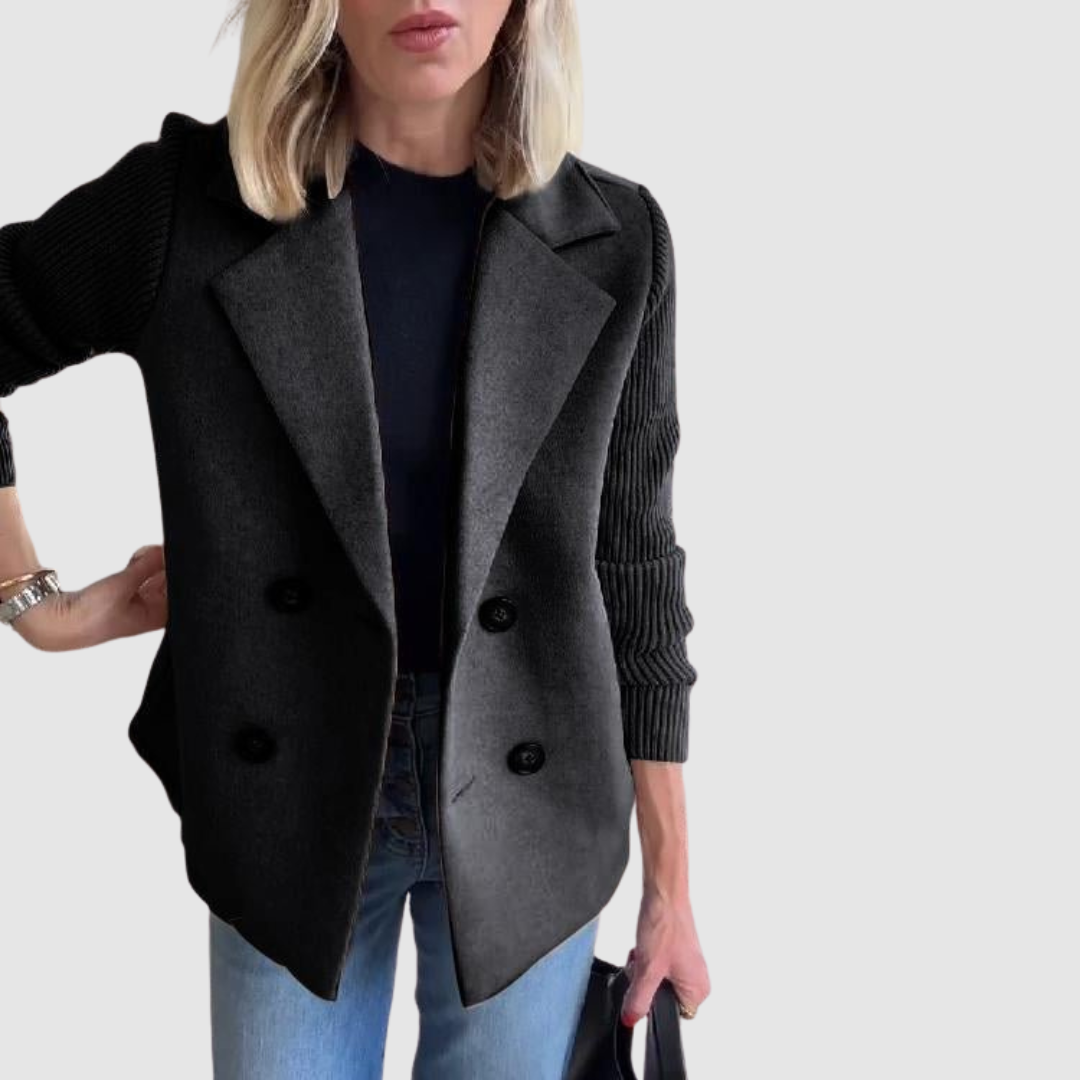 Stela - Elegantní Blazer s Pletenými Rukávy