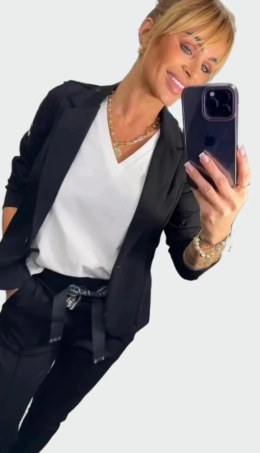 Ella - Dámský ležérní kalhotový komplet se sakem