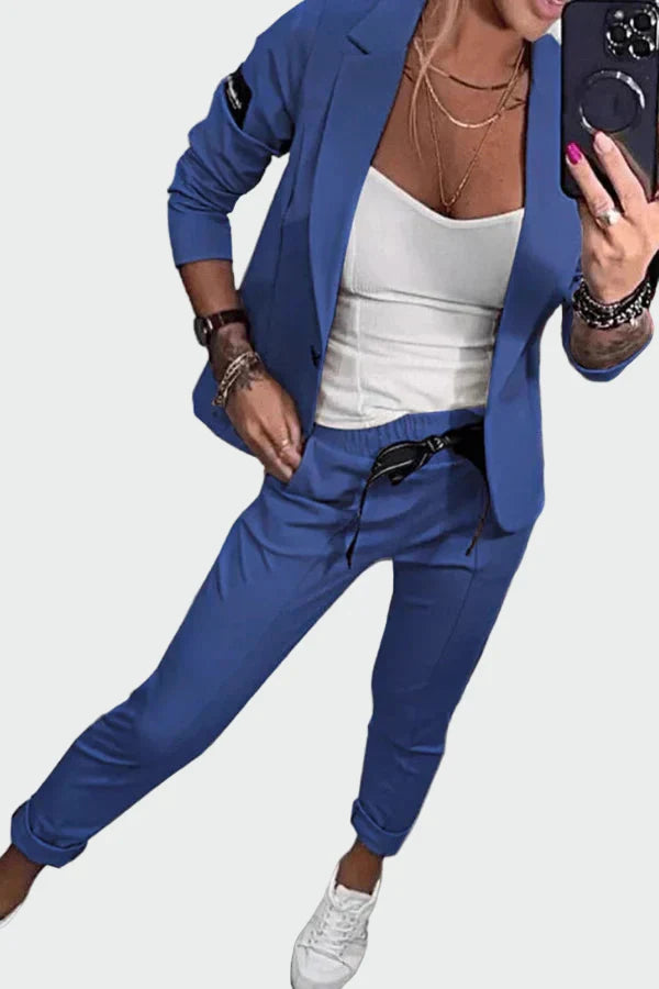 Ella - Dámský ležérní kalhotový komplet se sakem