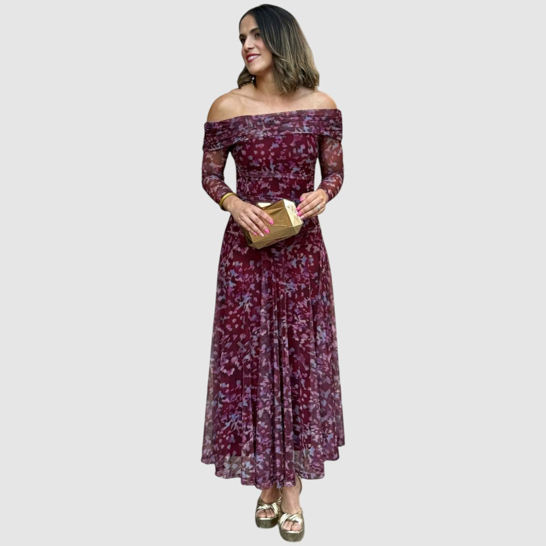 Dana - Tylové šaty s potiskem