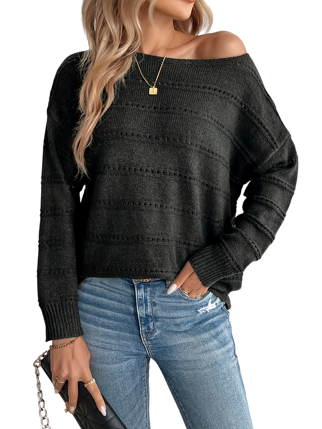 EZORA - Elegantní prošívaný svetr