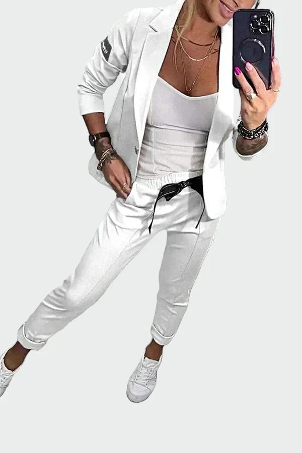 Ella - Dámský ležérní kalhotový komplet se sakem