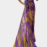Blanka Maxi Asimetrična Haljina s Vibrantnim Uzorkom