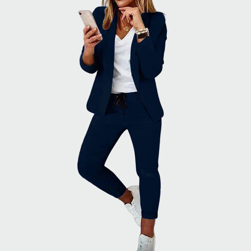 Ella - Dámský ležérní kalhotový komplet se sakem